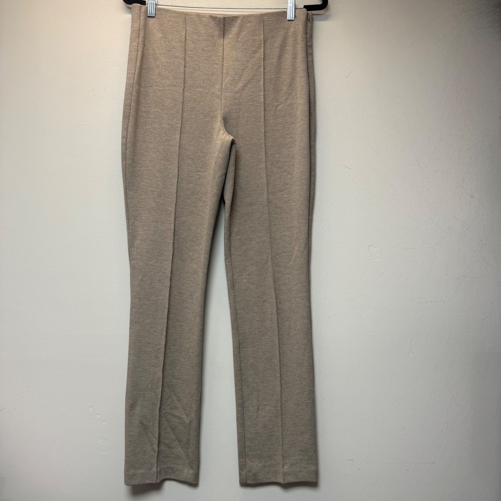 Chico's Pintuck Seam Trousers Women 0.5 Small Taupe Excellent Side‎ Zip Ponte